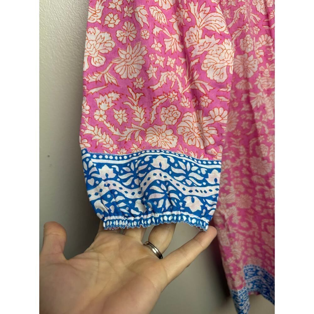 SZ Blockprints Eva Pink Pineapple Jaipur Dress NWT Sz. S - Picture 4 of 9